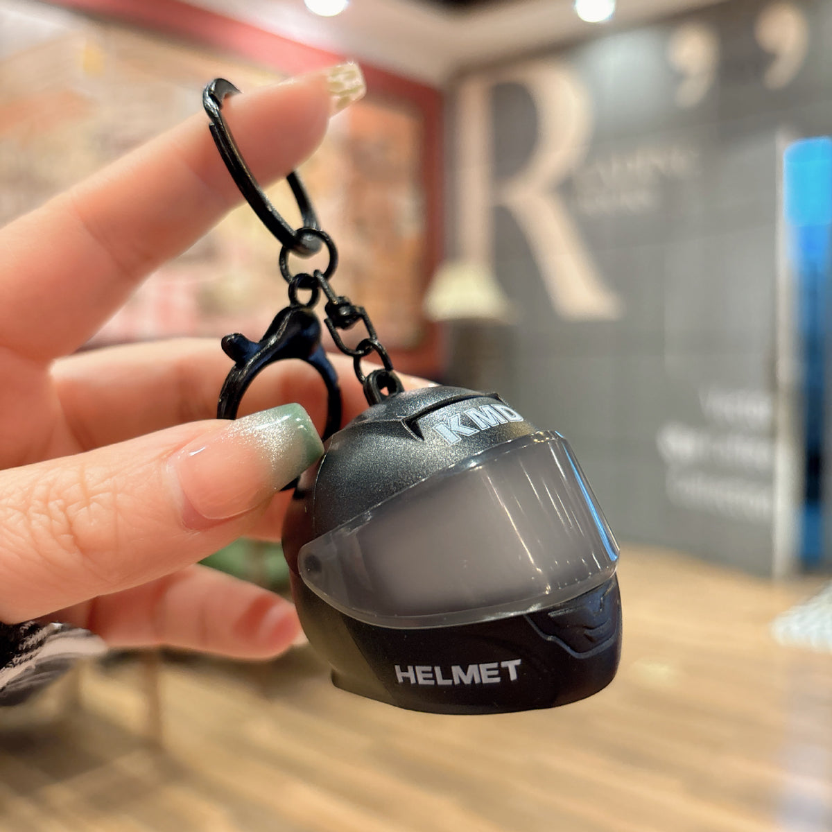 LED Light Up Motorcycle Helmet Keychain